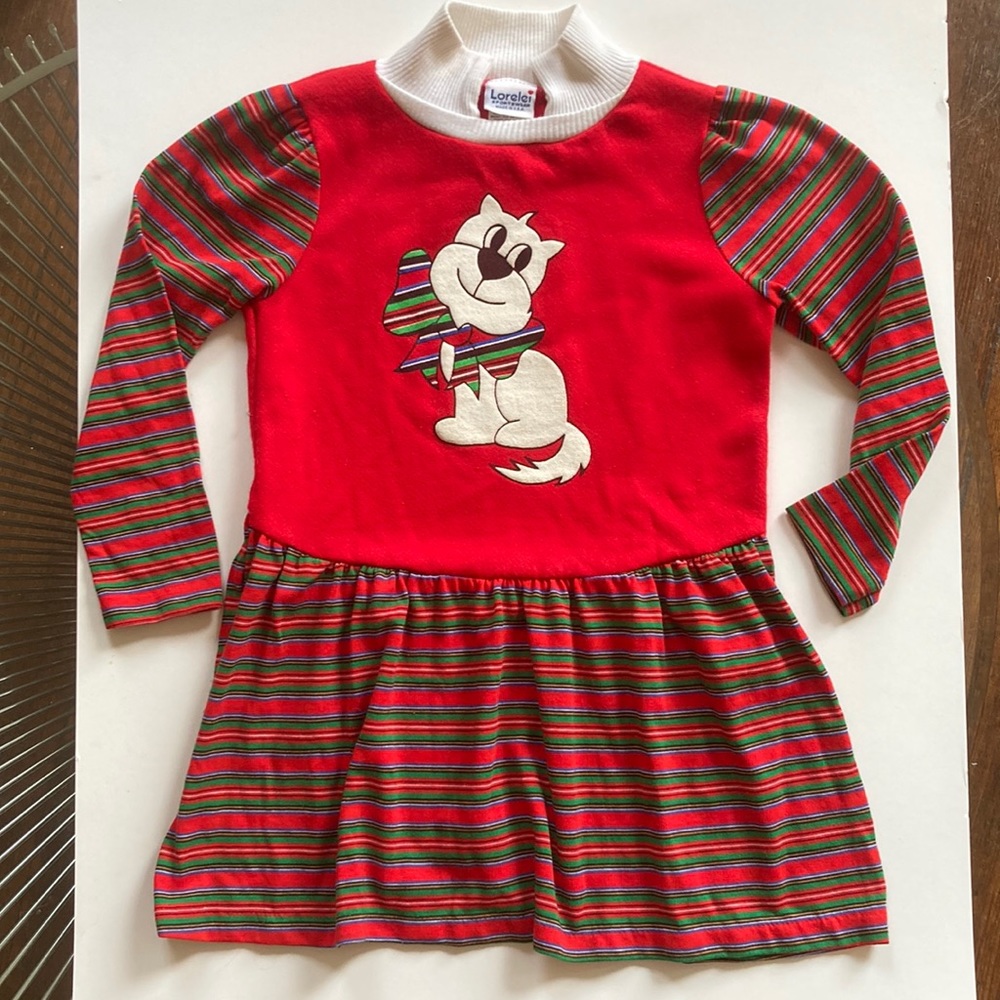 Vintage 80s striped dog dress size 6
